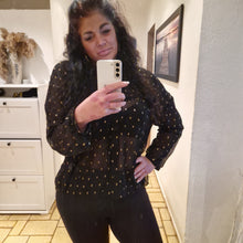 Lade das Bild in den Galerie-Viewer, Black &amp; Gold Transparent Bluse
