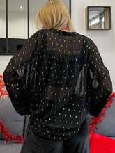 Lade das Bild in den Galerie-Viewer, Black &amp; Gold Transparent Bluse
